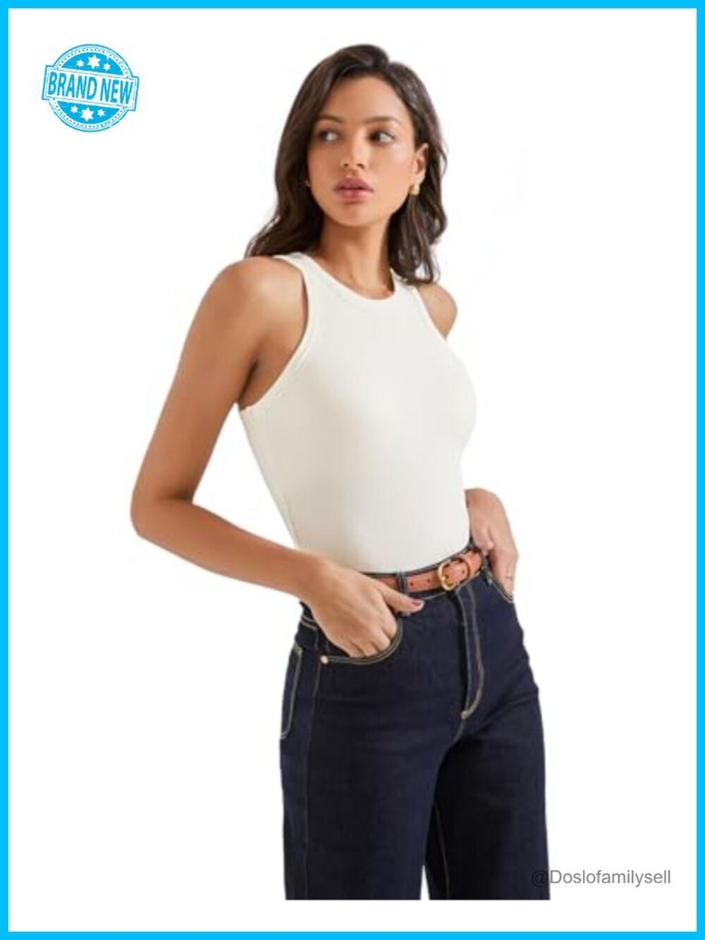 Buttery Soft Ribbed Tank Top with Removable Pads - Racerback - Picture 5 of 7